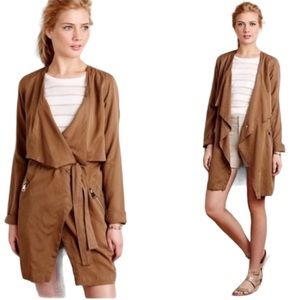 ANTHROPOLOGIE CARTONNIER VIIMICON 3/4 Draped Double Breasted Belt Trench…